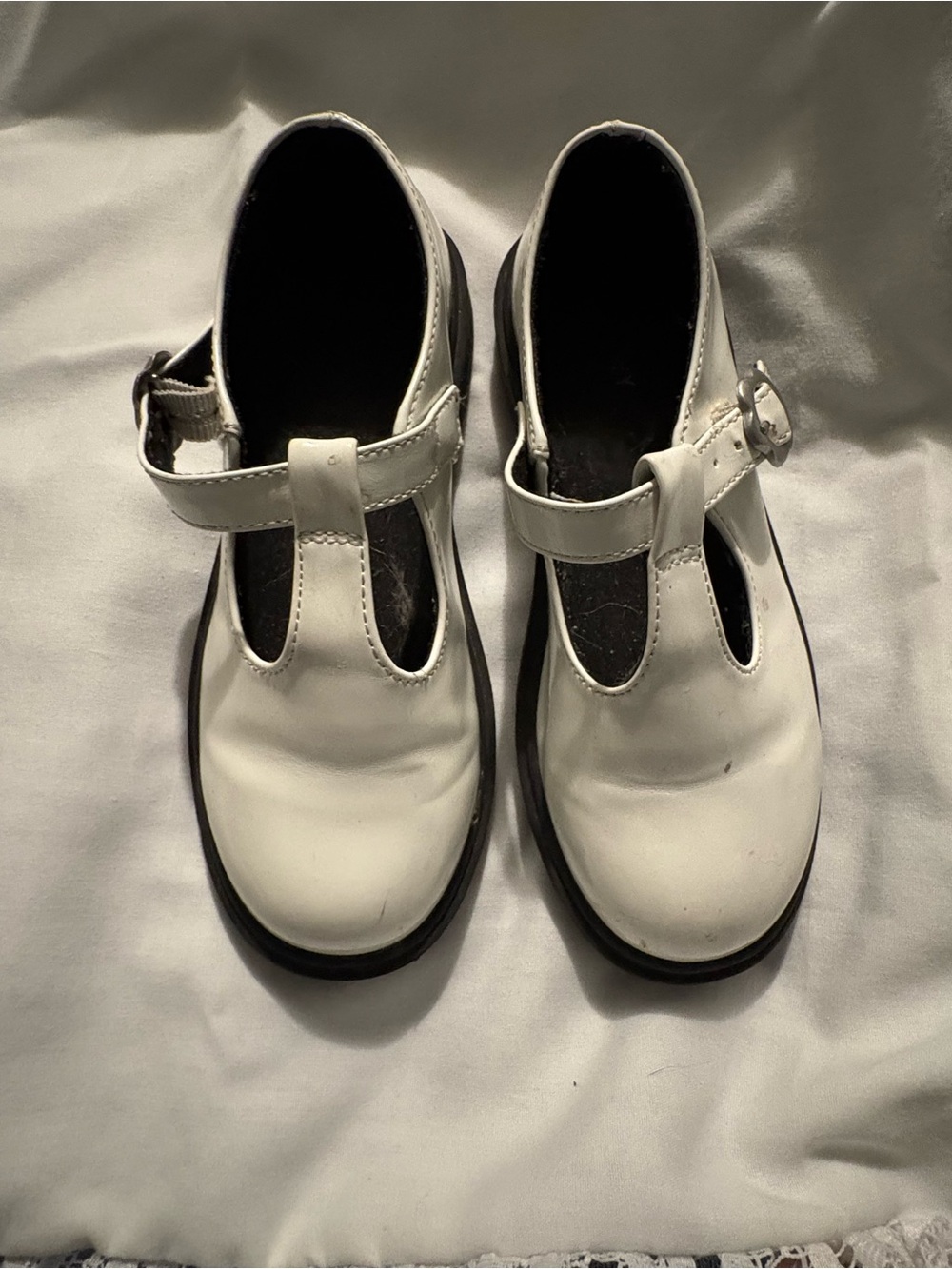 Kids White Mary Jane Shoes with Buckle Strap